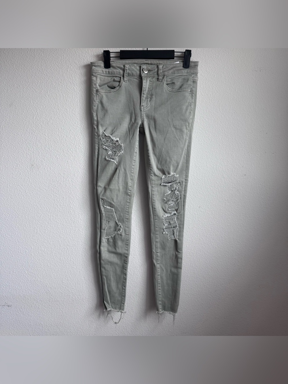 American Eagle next level stretch jegging green gray jeans 4 x-long